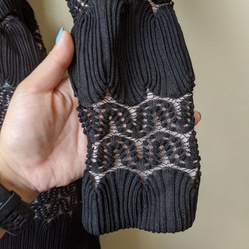 Maje Relane Black Basket Knitted Long Sleeve Dress - Picture 5 of 15